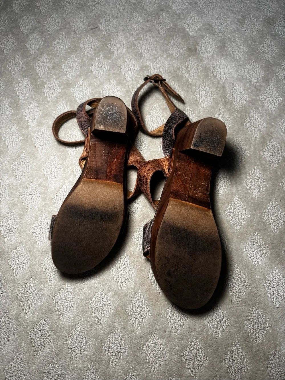Bedstu Leather Platform Sandal with Wood Heel